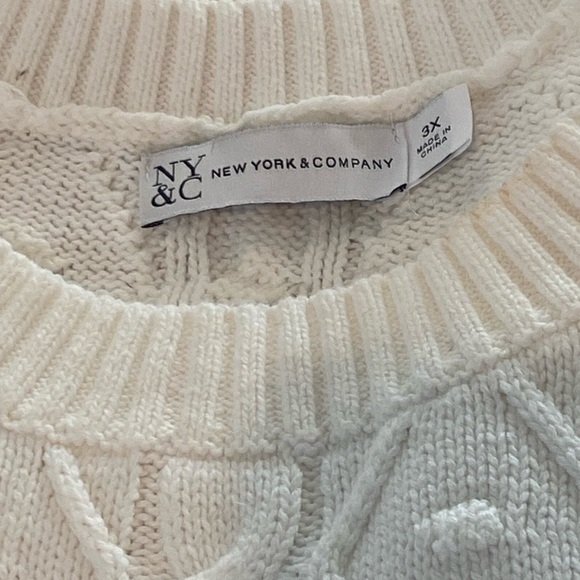 New York and Company White Cable Knit Sweater Dress Plus Size 3X. New. No tag. - Picture 2 of 3